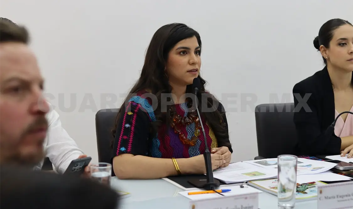 Aspecto de la comparecencia de la titular de la Secretaría de Turismo en Chiapas. Samuel Meneses / CP