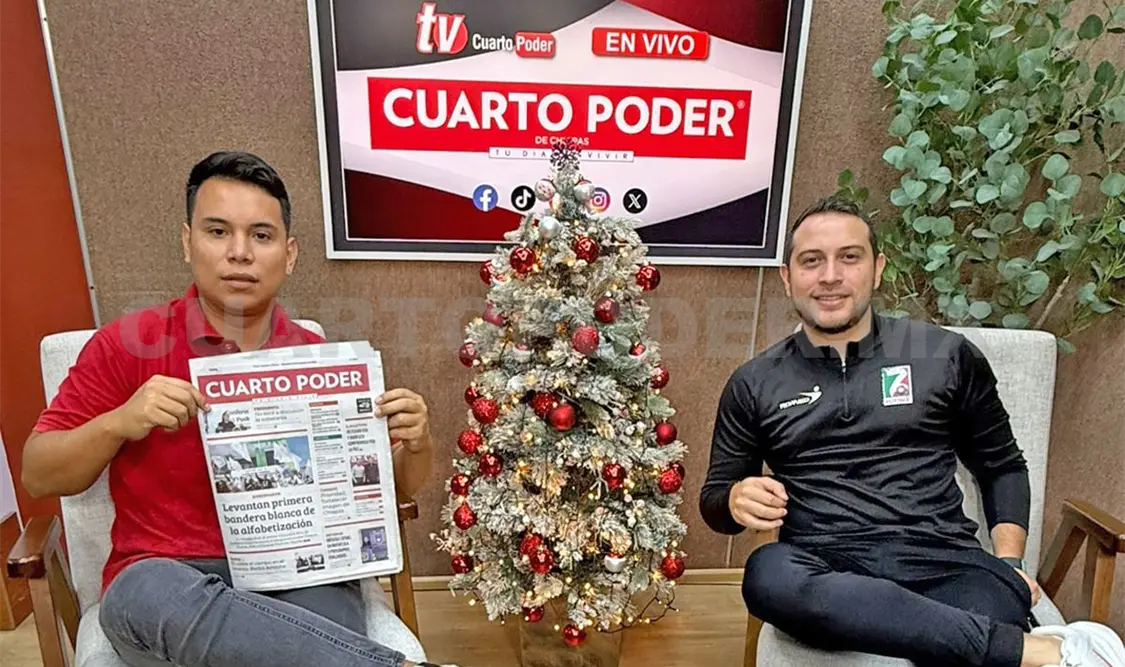 Geovani Abadía Hau compartió su balance del 2025 durante su visita al estudio de TVO Cuarto Poder. Cortesía