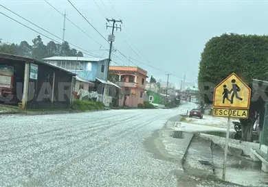 Cae granizada en el municipio de Huixt&aacute;n
