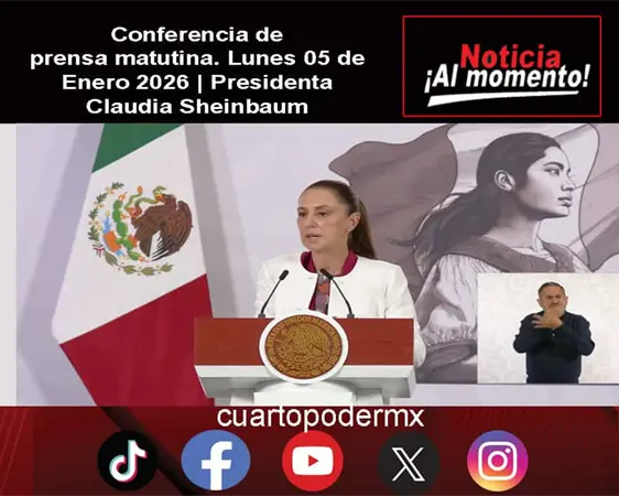 Conferencia de prensa matutina. Lunes 05 de Enero 2026 | Presidenta Claudia Sheinbaum