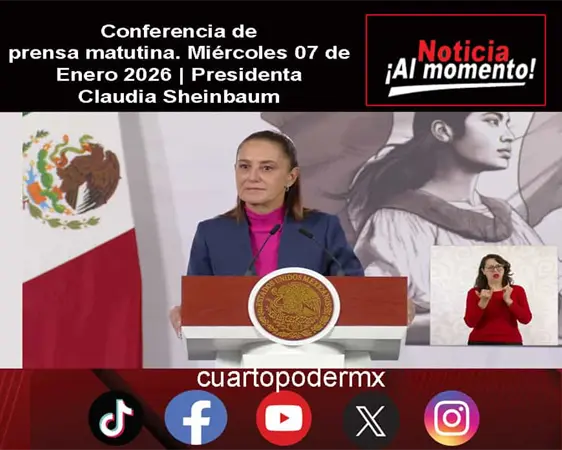 Conferencia de prensa matutina. Mi&eacute;rcoles 07 de Enero 2026 | Presidenta Claudia Sheinbaum