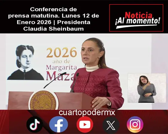 Conferencia de prensa matutina. Lunes 12 de Enero 2026 | Presidenta Claudia Sheinbaum