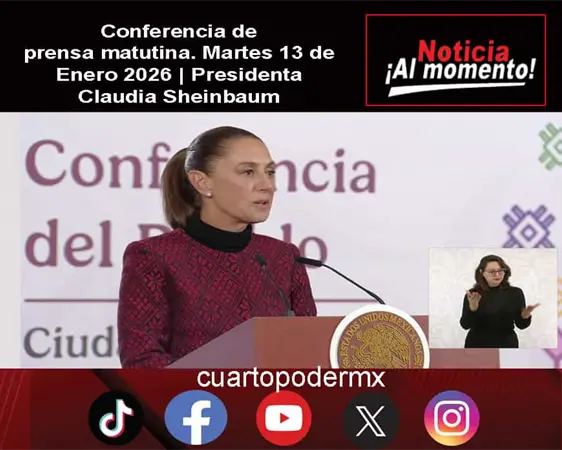 Conferencia de prensa matutina. Martes 13 de Enero 2026 | Presidenta Claudia Sheinbaum Conferencia de prensa matutina. Martes 13 de Enero 2026 | Presidenta Claudia Sheinbaum