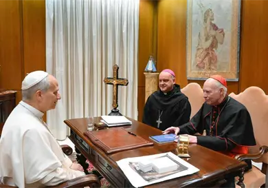 Cardenal Aguiar Retes se re&uacute;ne con el papa Le&oacute;n XIV