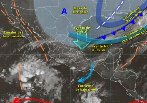 Frente fr&iacute;o 28 trae masa de aire polar