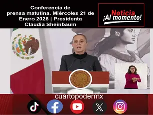 Conferencia de prensa matutina. Mi&eacute;rcoles 21 de Enero 2026 | Presidenta Claudia Sheinbaum