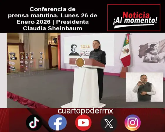 Conferencia de prensa matutina. Lunes 26 de Enero 2026 | Presidenta Claudia Sheinbaum