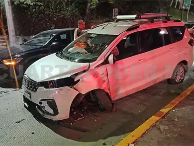 Causa percance m&uacute;ltiple y se estrella en jardinera