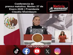 Conferencia de prensa matutina. Martes 27 de Enero 2026 | Presidenta Claudia Sheinbaum