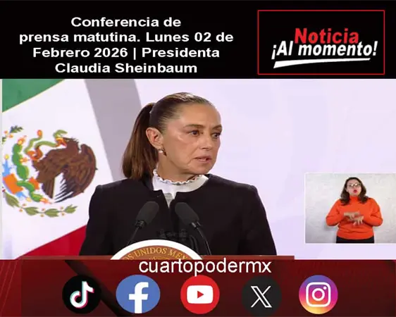 Conferencia de prensa matutina. Lunes 02 de Febrero 2026 | Presidenta Claudia Sheinbaum Conferencia de prensa matutina. Lunes 02 de Febrero 2026 | Presidenta Claudia Sheinbaum