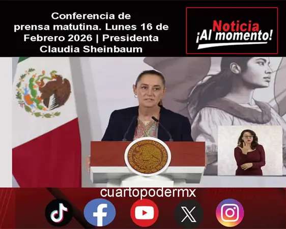 Conferencia de prensa matutina. Lunes 16 de Febrero 2026 | Presidenta Claudia Sheinbaum