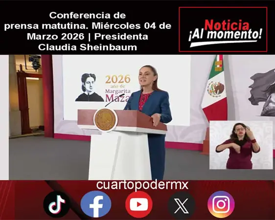 Conferencia de prensa matutina. Mi&eacute;rcoles 04 de Marzo 2026 | Presidenta Claudia Sheinbaum