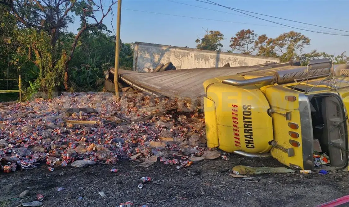 La errónea maniobra en una curva provocó la volcadura del pesado camión. Rafael Victorio / CP