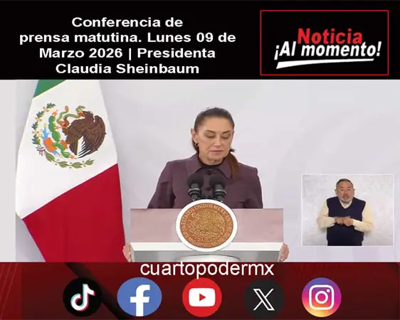 Conferencia de prensa matutina. Lunes 09 de Marzo 2026 | Presidenta Claudia Sheinbaum