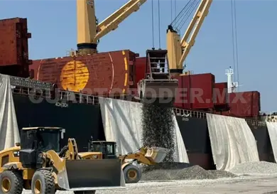 Llegan toneladas de balastro a Puerto Chiapas