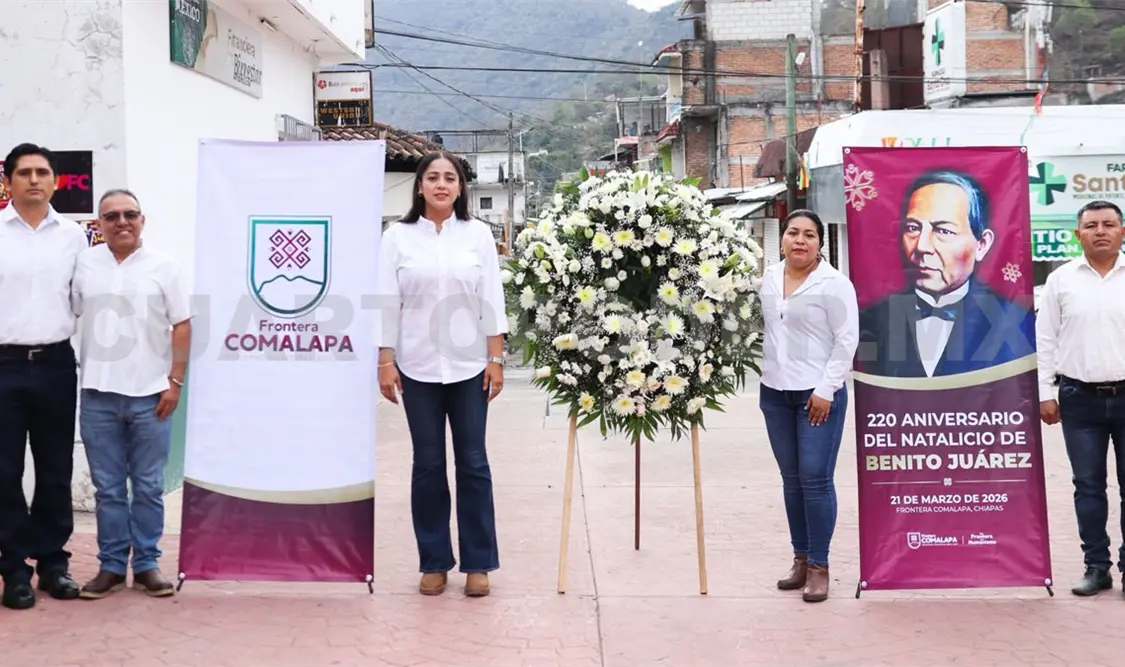 Frontera Comalapa conmemoró el aniversario del nacimiento de Benito Juárez. Cortesía