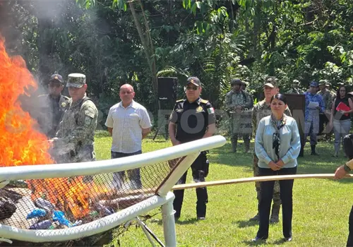 Asiste a incineraci&oacute;n de narc&oacute;ticos en Zona Militar