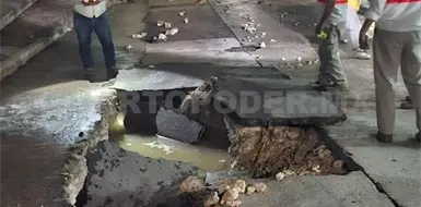 Atienden socav&oacute;n al sur de la ciudad