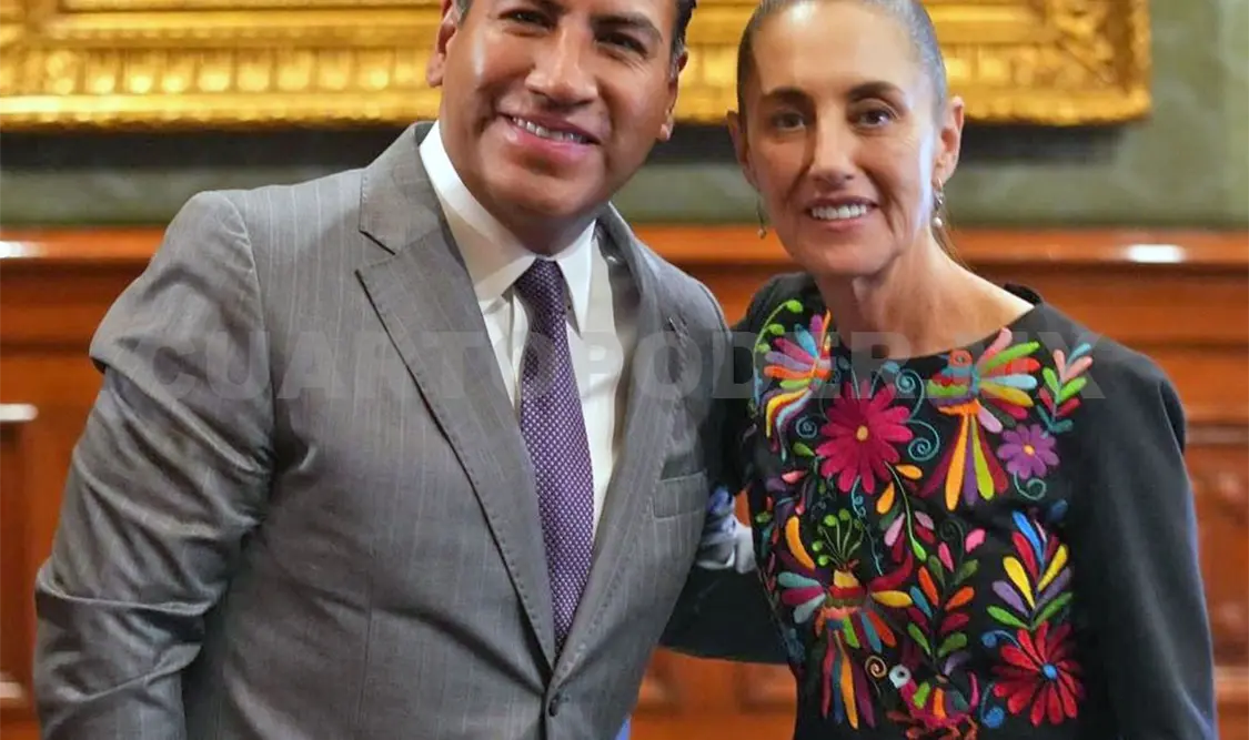 Eduardo Ramírez Aguilar junto a la presidenta de México, Claudia Sheinbaum. Cortesía