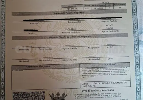 Detectan documento apócrifo del registro civil en Metapa Detectan documento apócrifo del registro civil en Metapa