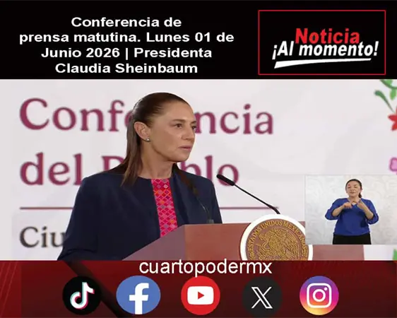 Conferencia de prensa matutina. Lunes 01 de Junio 2026 | Presidenta Claudia Sheinbaum