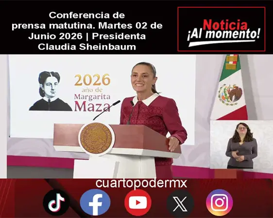 Conferencia de prensa matutina. Martes 02 de Junio 2026 | Presidenta Claudia Sheinbaum Conferencia de prensa matutina. Martes 02 de Junio 2026 | Presidenta Claudia Sheinbaum
