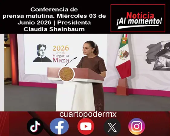 Conferencia de prensa matutina. Mi&eacute;rcoles 03 de Junio 2026 | Presidenta Claudia Sheinbaum