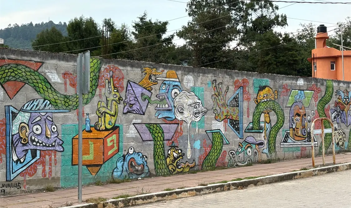 El artista invitó a observar el diálogo artístico que se da en las paredes del centro de San Cristóbal. Jofiel Domínguez / CP