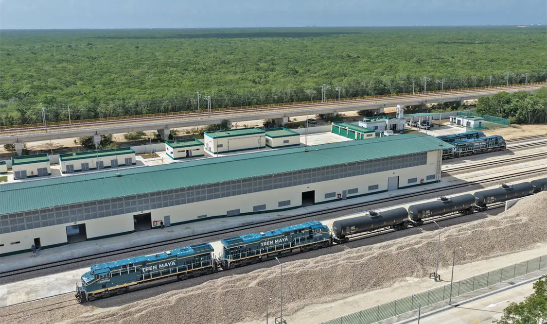 Este sábado la presidenta supervisó la llegada de unidades del Tren Maya de carga. Cortesía