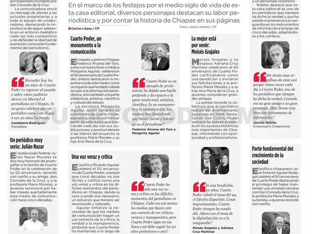 Felicitan a Cuarto Poder por 50 años de informar Felicitan a Cuarto Poder por 50 años de informar