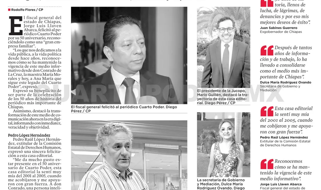 Reconocen a Cuarto Poder por medio siglo de historia
