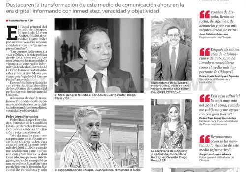 Reconocen a Cuarto Poder por medio siglo de historia Reconocen a Cuarto Poder por medio siglo de historia