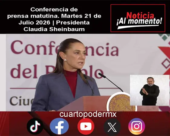 Conferencia de prensa matutina. Martes 21 de Julio 2026 | Presidenta Claudia Sheinbaum
