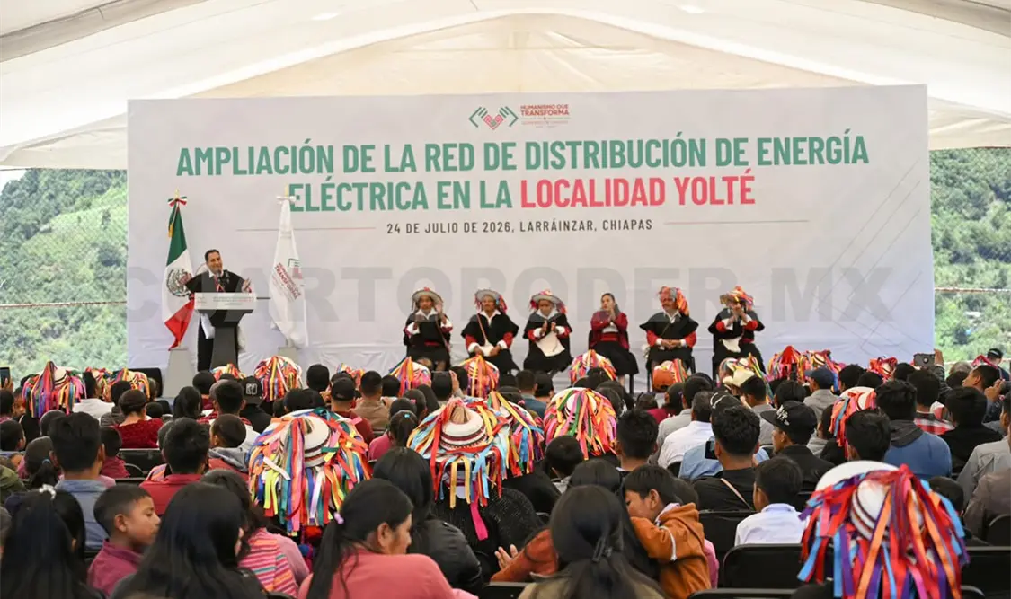 Ramírez Aguilar inauguró la ampliación de las redes de distribución de energía eléctrica en las comunidades de Yolté y Chuchiltón. Cortesía