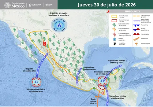 Onda tropical 22 provocará lluvias intensas en Chiapas Onda tropical 22 provocará lluvias intensas en Chiapas