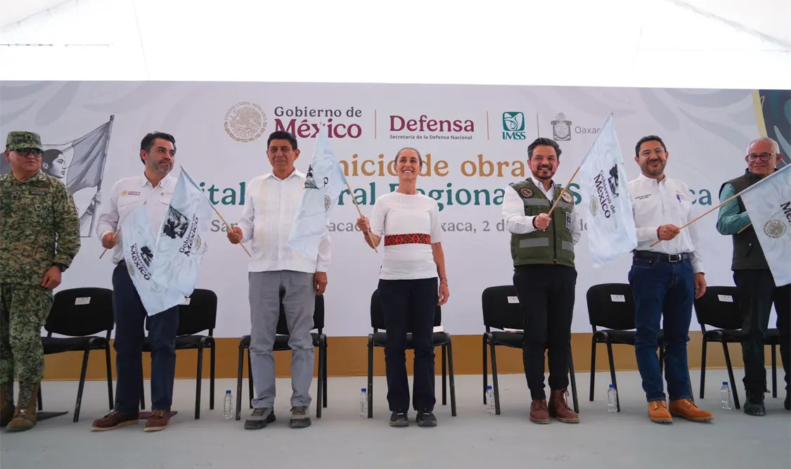Claudia Sheinbaum Pardo encabezó el inicio de obra del Hospital General Regional delIMSS Oaxaca. Cortesía