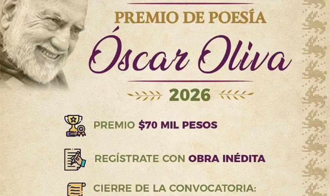 Se premiará con 70 mil pesos al poeta merecedor del reconocimiento. Cortesía