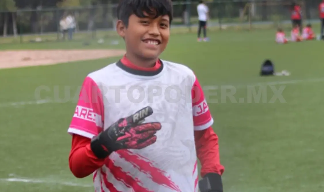 Iker Fabricio Naturi García continúa desarrollando su talento como portero dentro del Futbol infantil chiapaneco. Cortesía