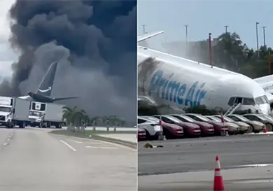 Avión de Amazon se incendia; cinco muertos Avión de Amazon se incendia; cinco muertos