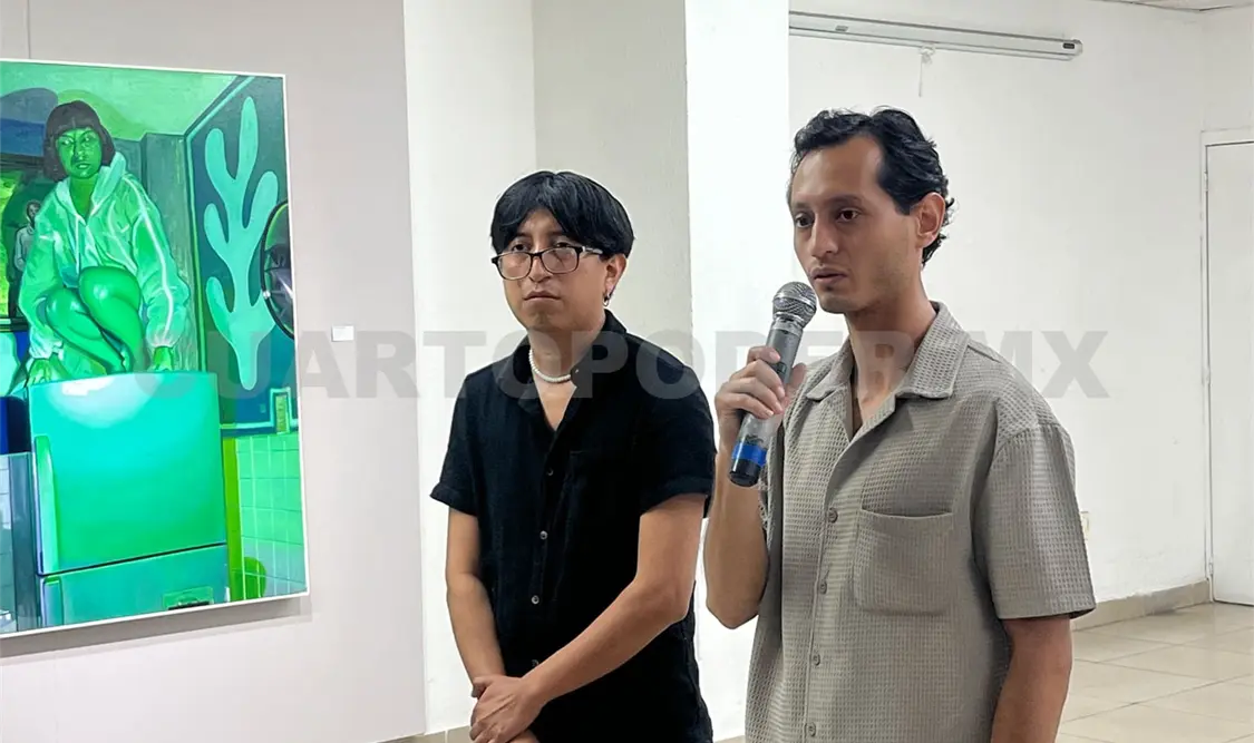 Andréw Domínguez en la apertura de la muestra. Iván Lázaro/CP