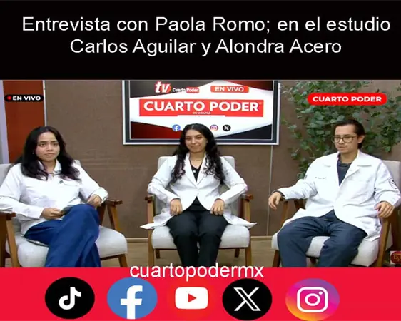 Entrevista con Paola Romo; en el estudio Carlos Aguilar y Alondra Acero
