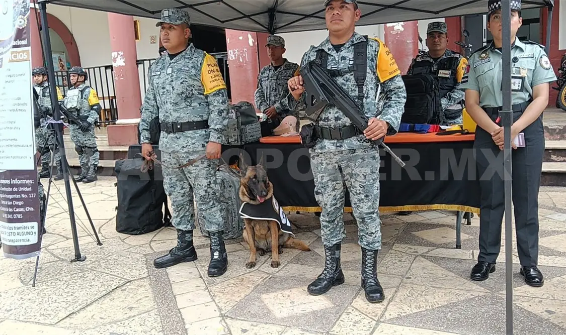 Se presentó al equipo táctico y a los binomios canófilos, además de la instalación de un módulo de reclutamiento. Manuel Martínez / CP