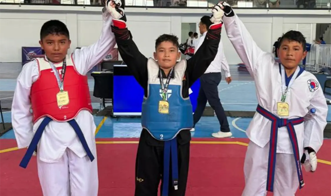 Kristhian Emiliano Aguilar conquistó la medalla de oro en Tae Kwon Do dentro de la Gimnasiada Nacional 2026. Cortesía