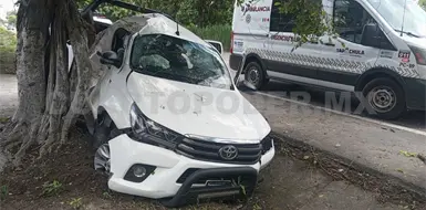 Pick up se estampa contra un árbol Pick up se estampa contra un árbol