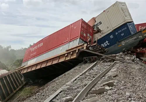 Se descarrila tren en Huichapan, Hidalgo