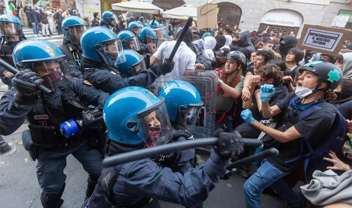 Nuevos disturbios y actos violentos en Italia. Cortesía