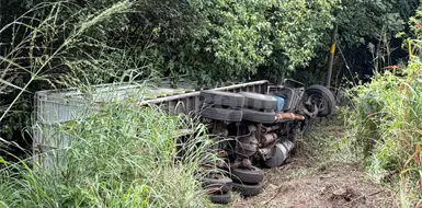 En colisi&oacute;n, cami&oacute;n se va a barranco